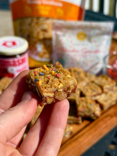 birthday cake cookie crumble protein bark