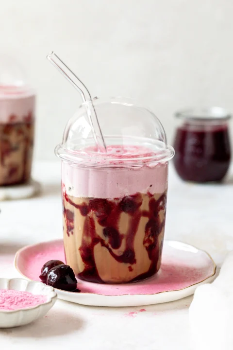 Cherry Cold Foam Latte by Jessi's Kitchen - FoodSocial