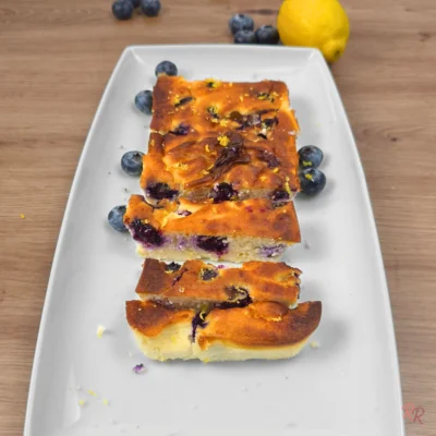 Creamy Lemon Blueberry Cottage Cheese Bars (Baked, No Protein Powder, Keto)