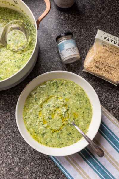 Stracciatella Soup with Orzo Pasta