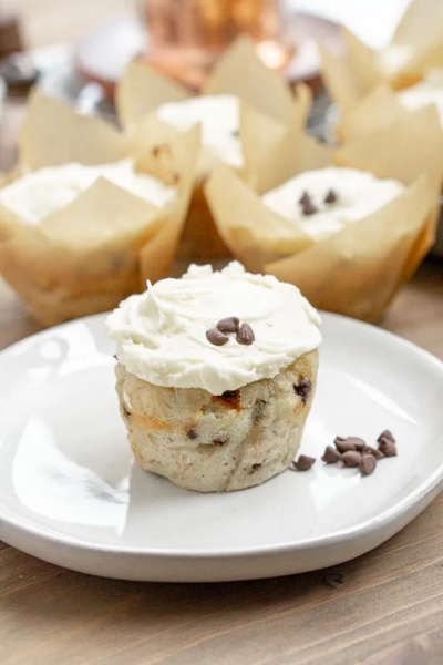 Banana Chocolate Chip Muffins with Cream Cheese Frosting (GF)