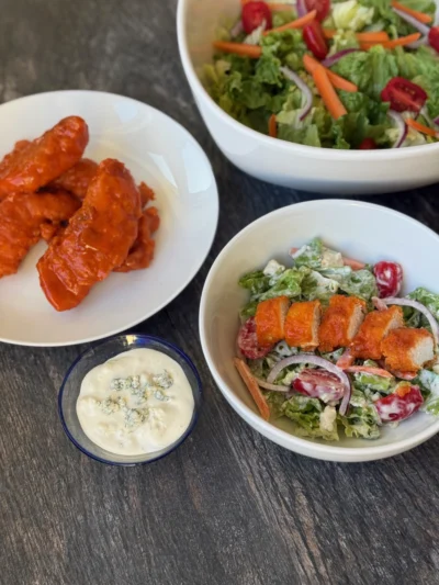 Buffalo Chicken Tenders with Blue Cheese Salad
