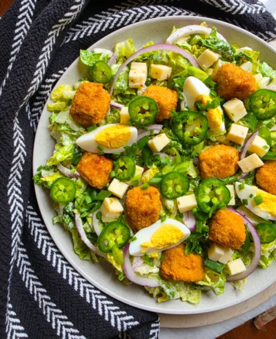 Crispy Chik’n & Egg Jalapeno Ranch Salad