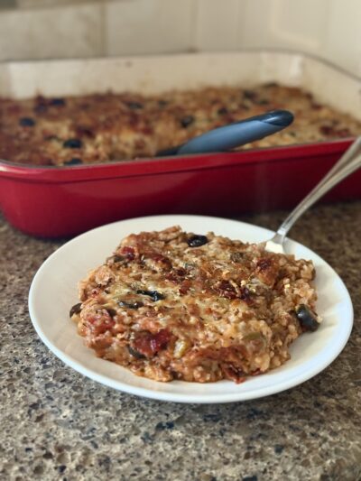 supreme pizza cauliflower rice casserole