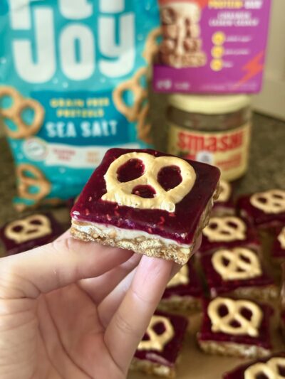 strawberry pretzel salad protein bark
