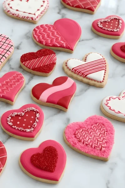 Pink and Red Valentine’s Day Cookies (Decorated Sugar Cookies)