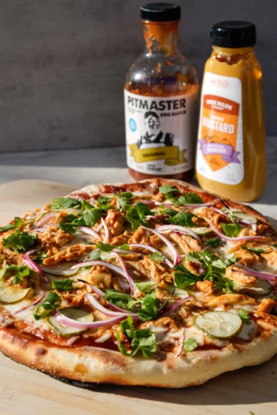 Grilled Barbecue Chicken and Pickle Pizza