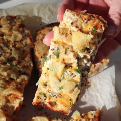 Loaded Cheesy Bread with Bacon and Potato Chips
