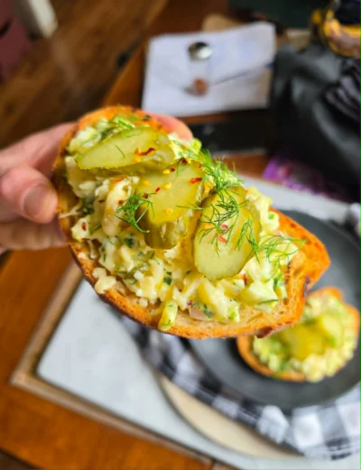 Dill Pickle Egg Salad Melt Toasties
