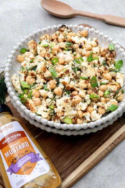 Grilled Cauliflower Salad with Honey Mustard Vinaigrette