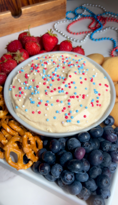 4th of July cheesecake dip (high protein and low sugar)