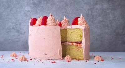 Strawberry Almond Layer Cake (Vegan)