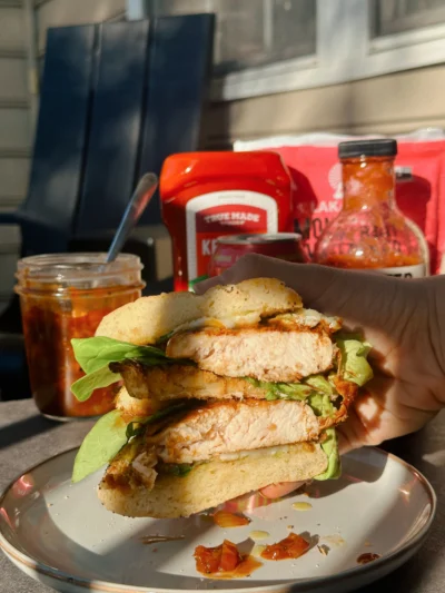 Grilled Chicken Sandwich with BBQ Peach Sauce