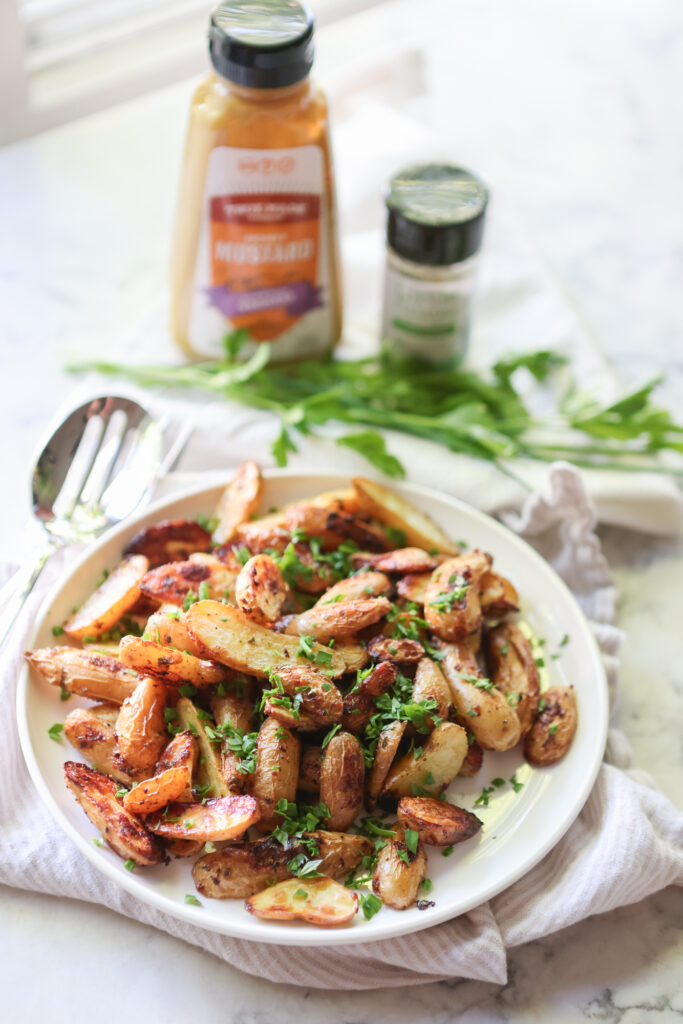 Hidden Veggie Honey Mustard Roasted Potatoes by Primal Palate - FoodSocial