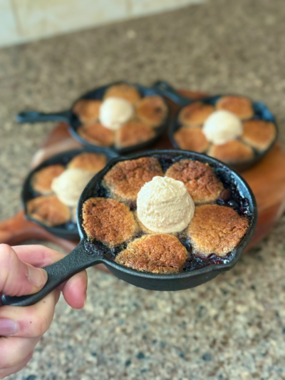 mixed berry chocolate chip cookie cobbler