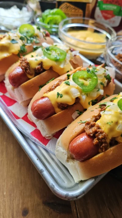 Chili Cheese Dogs with Easy Homemade Chili