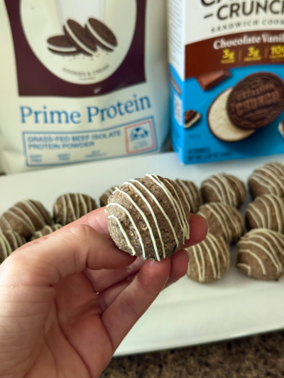 cookies & cream “fried” protein ice-cream bites