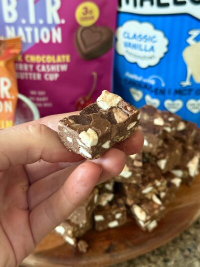 rocky road protein freezer fudge