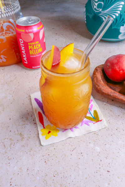 Sparkling Peach Agua Fresca Mocktail