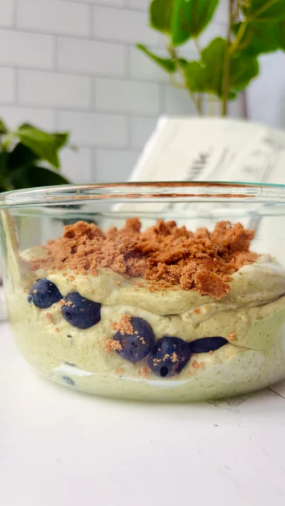 No Bake Blueberry Matcha Cheesecake Dip