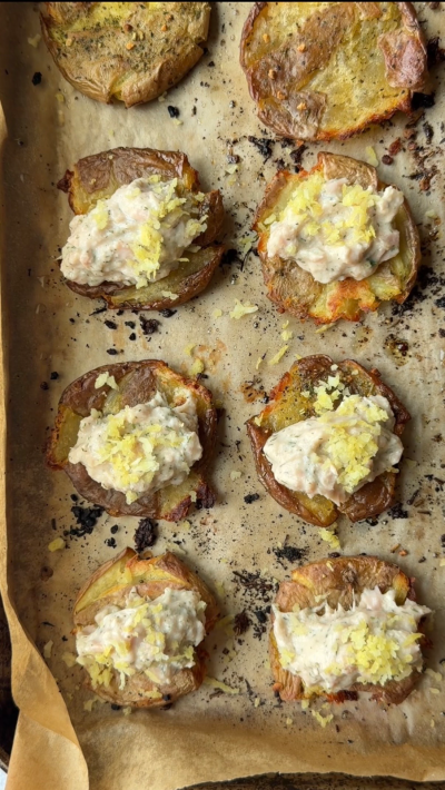 Crispy Smashed Potato Tuna Bites