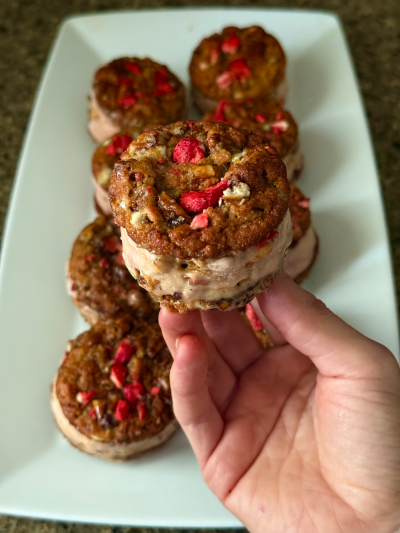 strawberry pretzel salad ice-cream cookie sandwich