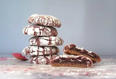 Cherry Almond Crinkle Cookies (Vegan)