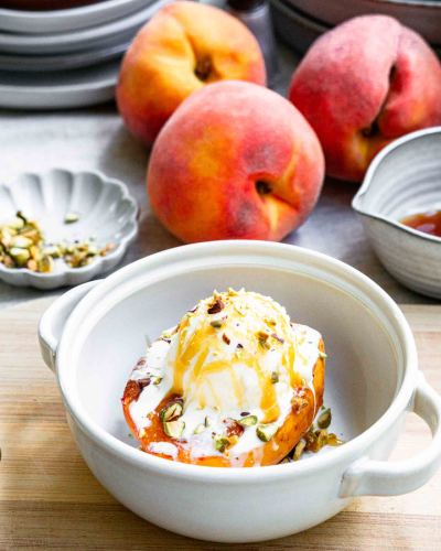 Grilled Peaches with Vanilla Ice Cream