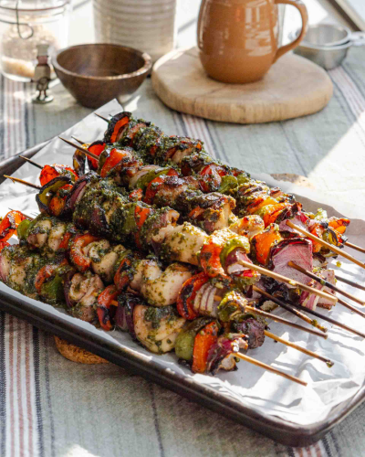 Grilled Pesto Chicken Skewers