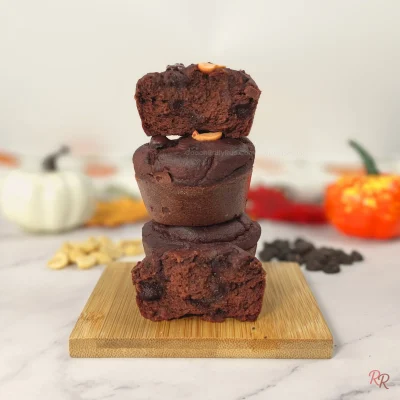 Pumpkin Chocolate Peanut Butter Cottage Cheese Muffins