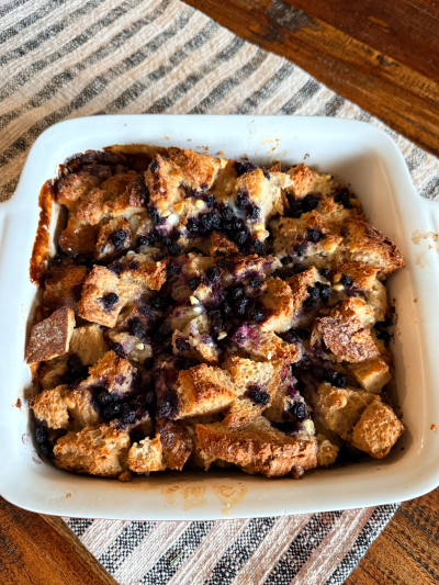 High Protein Blueberry  French Toast Casserole