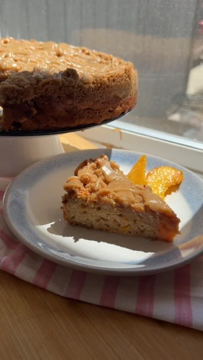 Peach Coffee Cake with Brown Sugar Frosting