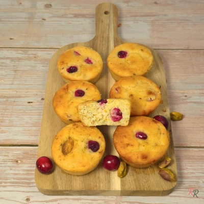 Pistachio Cranberry Cottage Cheese Muffins