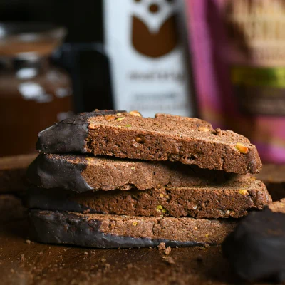 Chocolate Biscotti with Dark Chocolate Dip