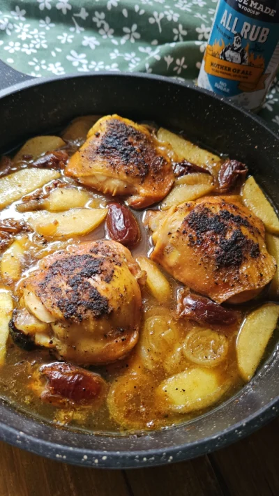 Slow-Cooked Chicken Thighs with Apples & Dates