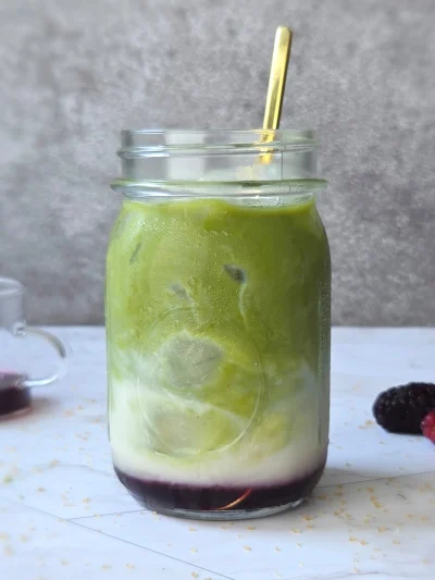 Blackberry Matcha Iced Latte (Vegan)