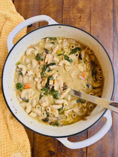 Curry Chicken Pasta Soup (Gluten Free and Dairy Free)
