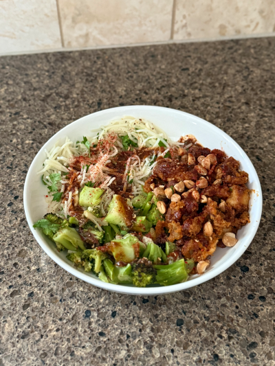 crispy kung pao chicken bowls
