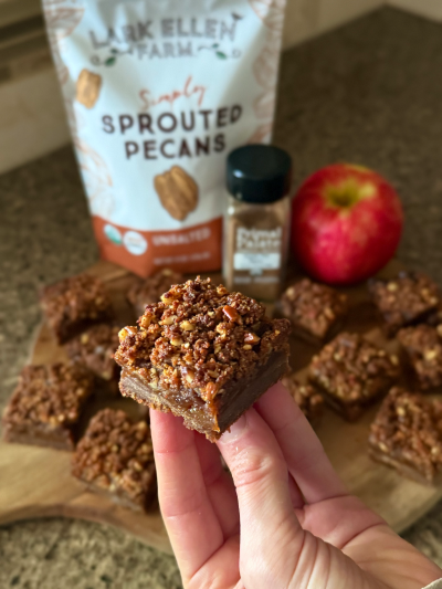 salted caramel apple pecan streusel protein bars