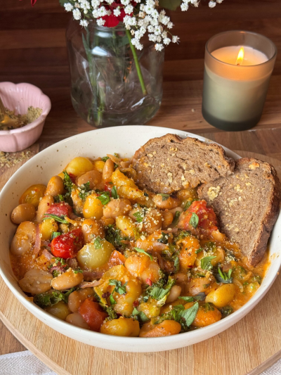 Creamy Sun-Dried Tomato & Butter Bean Gnocchi with Plant Parm