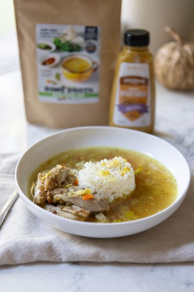 Mustard Chicken Broth Bowl