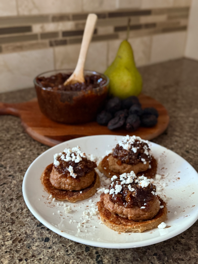 prosciutto, pear, fig, & chia spiced jam