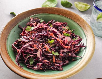 Red Cabbage Slaw with Cilantro and Lime