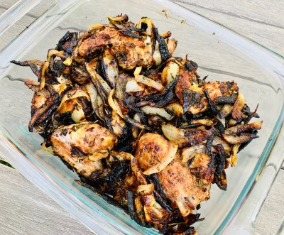 Rosemary Garlic Chicken Wings Smothered in Crispy Onions