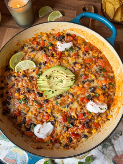 Tempeh & Black Bean Enchilada Rice Bake