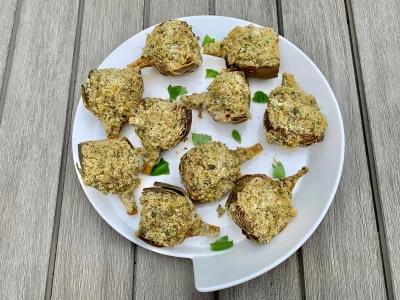 Stuffed Artichokes with Cheesy, Herb-Infused Breadcrumbs